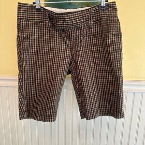 Old Navy Y2K Plaid Mid-Rise Bermuda Shorts Size 6 Brown & Pink 2000s